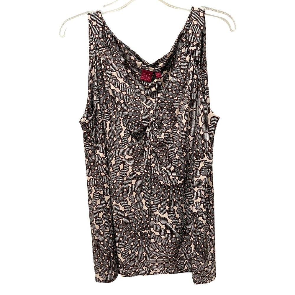NEW 212 Collection Womens Circle Stencil Sleeveless V-Neck Top SZ XL